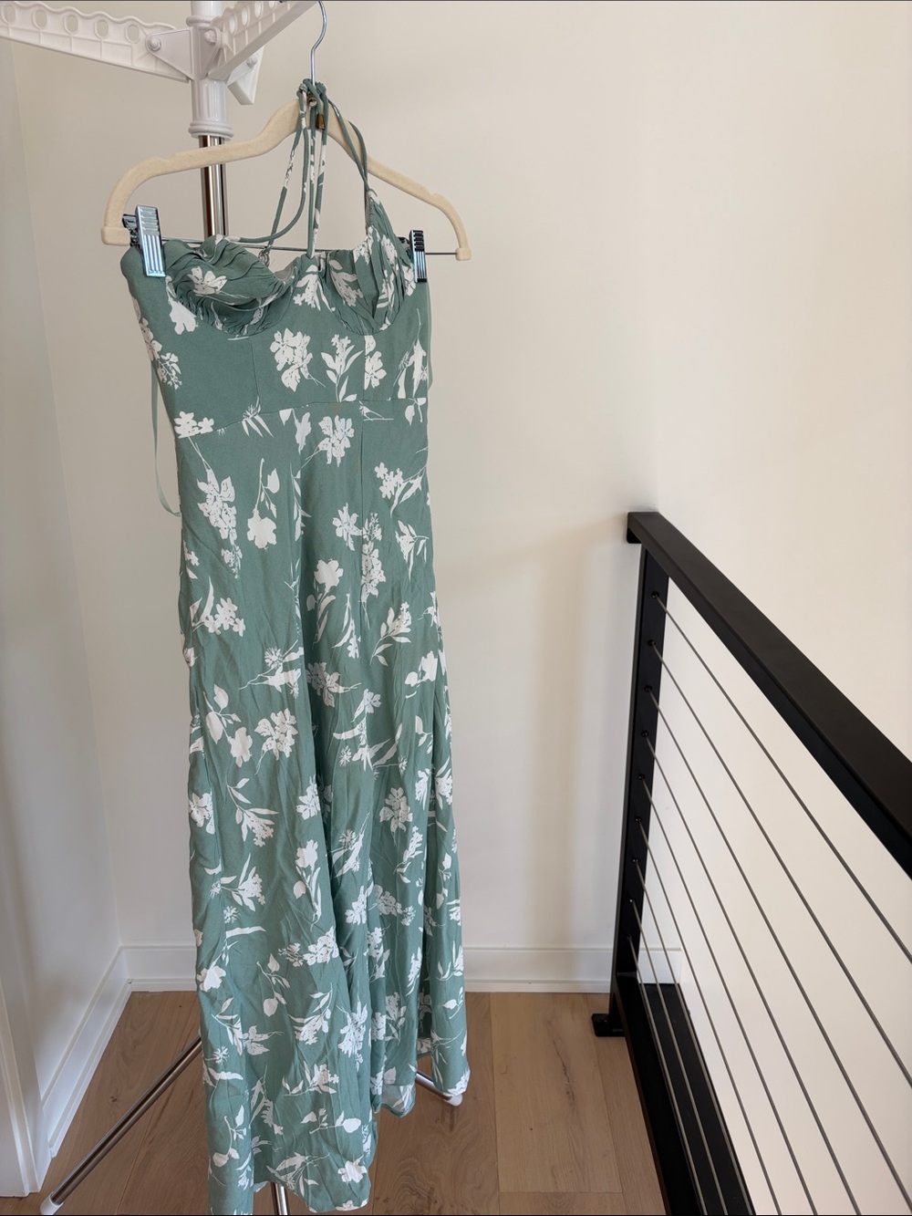 Hello Molly Sage Green Floral Halter Dress